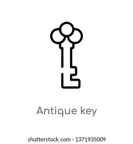 outline antique key vector icon. isolated black simple line element illustration from tools concept. editable vector stroke antique key icon on white background
