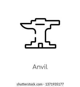 outline anvil vector icon. isolated black simple line element illustration from construction tools concept. editable vector stroke anvil icon on white background