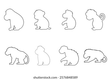 Outline Ape Illustration Design Set