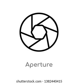 outline aperture vector icon. isolated black simple line element illustration from electronic stuff fill concept. editable vector stroke aperture icon on white background