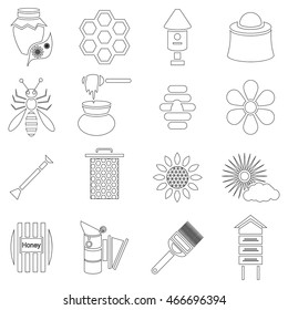 Outline apiary icons set. Universal apiary icons to use for web and mobile UI, set of basic apiary elements vector illustration