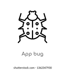 outline app bug vector icon. isolated black simple line element illustration from animals concept. editable vector stroke app bug icon on white background