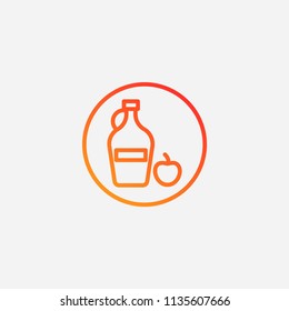 Outline apple cider icon.gradient illustration,vector vinegar sign symbol