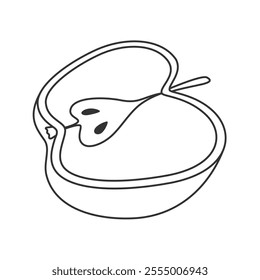 Outline apple fruit icon in hand drawn doodle style. Ideal for recipe illustrations
