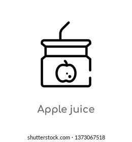 outline apple juice vector icon. isolated black simple line element illustration from drinks concept. editable vector stroke apple juice icon on white background