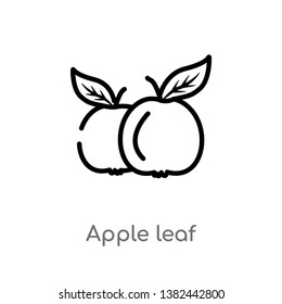 outline apple leaf vector icon. isolated black simple line element illustration from food concept. editable vector stroke apple leaf icon on white background