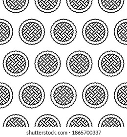 Outline apple pie seamless pattern isolated on white background. esp