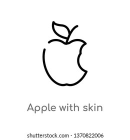 outline apple with skin vector icon. isolated black simple line element illustration from bistro and restaurant concept. editable vector stroke apple with skin icon on white background