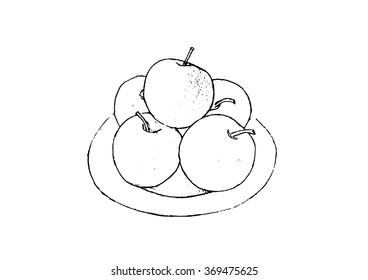 Outline apples  on white background. Vector illustration