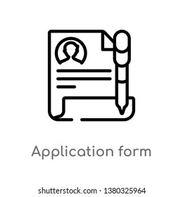 outline application form vector icon. isolated black simple line element illustration from education concept. editable vector stroke application form icon on white background
