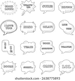 Outline of April balloon text content. COloring pages of bubble text illustrations.
outline of variation text 