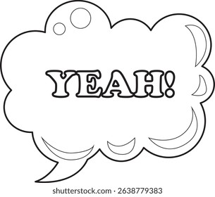 Outline of April balloon text content. COloring pages of bubble text illustrations.
outline of yeah text