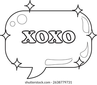 Outline of April balloon text content. COloring pages of bubble text illustrations.
outline of xoxo text

