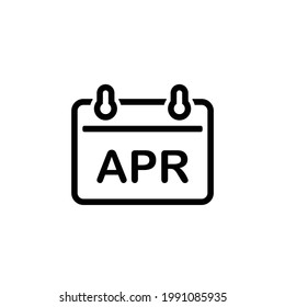 Outline april calendar month isolated on white background