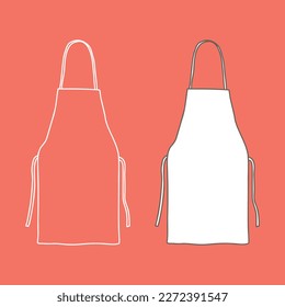 Outline apron mockup. Vector illustration. Copy space. Linear, vector, realistic, outline illustration.