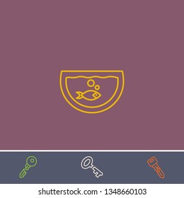 Outline aquarium icon.Best aquarium vector, illustrated icon for modern web and mobile design.Bonus broken key symbol