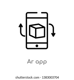 outline ar app vector icon. isolated black simple line element illustration from general-1 concept. editable vector stroke ar app icon on white background