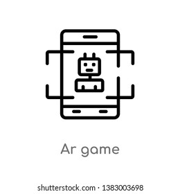 outline ar game vector icon. isolated black simple line element illustration from general-1 concept. editable vector stroke ar game icon on white background