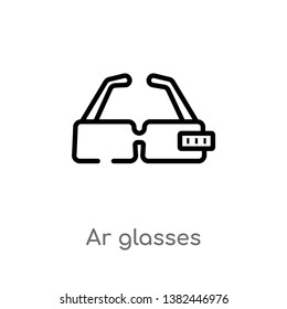 outline ar glasses vector icon. isolated black simple line element illustration from future technology concept. editable vector stroke ar glasses icon on white background