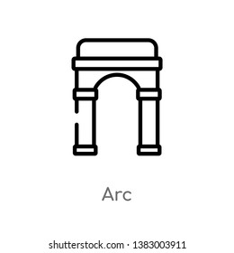 outline arc vector icon. isolated black simple line element illustration from history concept. editable vector stroke arc icon on white background