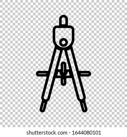 outline architect compass icon flat vector on transparent background