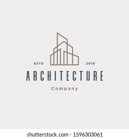 Outline Architecture real estate building logo design template