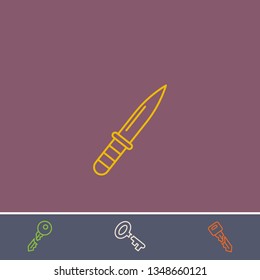 Outline arm knife icon.Best arm knife vector, illustrated icon for modern web and mobile design.Bonus broken key symbol