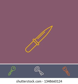 Outline arm knife icon.Best arm knife vector, illustrated icon for modern web and mobile design.Bonus broken key symbol