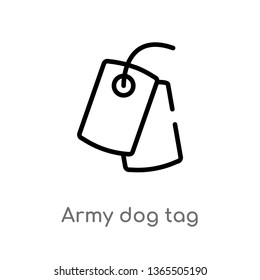 outline army dog tag vector icon. isolated black simple line element illustration from miscellaneous concept. editable vector stroke army dog tag icon on white background
