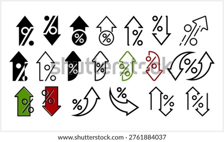 Outline arrow discount set icon isolated Percent clipart Procent Price Vector stock illustration