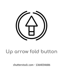 outline up arrow fold button vector icon. isolated black simple line element illustration from user interface concept. editable vector stroke up arrow fold button icon on white background
