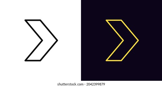 Outline arrow icon, with editable stroke. Linear arrow motion sign, pointer pictogram. Arrowhead and cursor navigation, movement direction, way motion. Vector icon, sign, symbol for UI and Animation