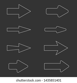 Outline Arrow icon set. Black arrows, direction cursor click elements Vector illustration