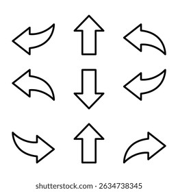 Outline Arrow Icon Set, Minimalist Directional Vector Arrows Pack.