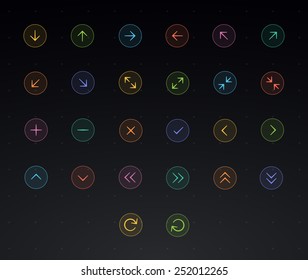 Outline Arrow icons vector for web and mobile. Thincstroke & 60x60 resolution.