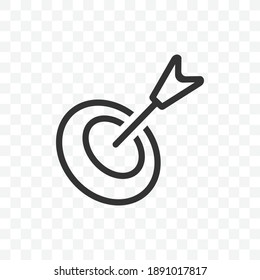 Outline arrow or target icon vector illustration isolated sign symbol - black and white style in transparent background.
