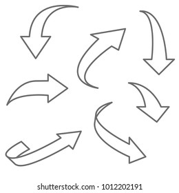 Outline arrows. Vector illustration isolated on white background