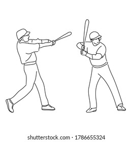 outline art drawing of a baseball Player in sports theme vector illustration. Workout theme background.