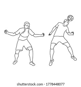 outline art drawing of a football Player in sports theme vector illustration. Workout theme background.