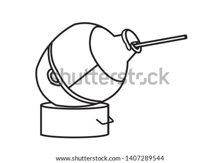 Outline art of a Middle Eastern Ful or Bean Stew Pot. Editable Clip Art.