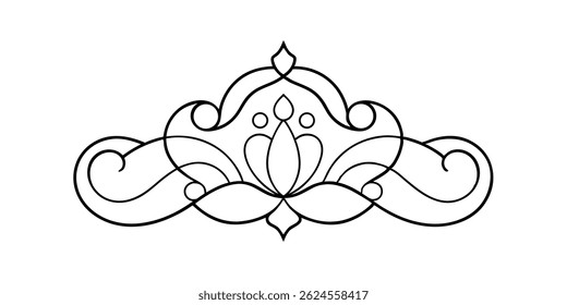Outline of a art nouveau ornament line art vector