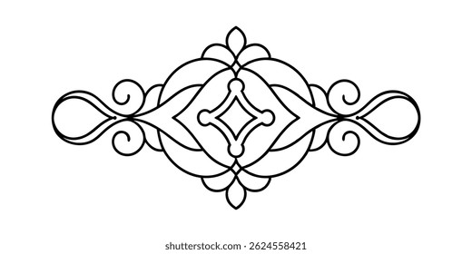 Outline of a art nouveau ornament line art vector