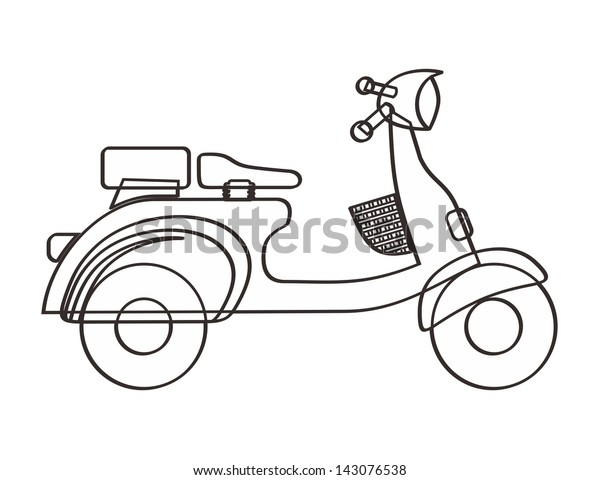 Outline Art Scooter Stock Vector (royalty Free) 143076538