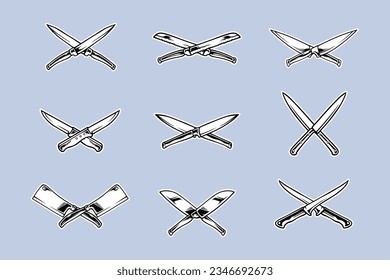 Arte de esquema de colección de prima de cuchillos cortantes