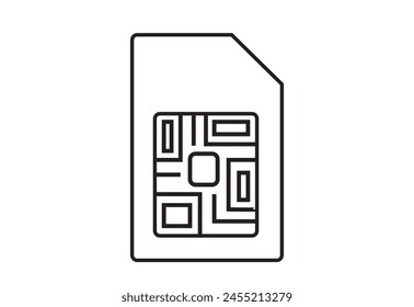 Outline art of a Sim Card. Editable Clip Art.