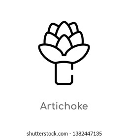 outline artichoke vector icon. isolated black simple line element illustration from fruits concept. editable vector stroke artichoke icon on white background