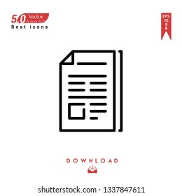 Outline article icon . article icon vector isolated on white background. Graphic design, material-design, Best sellerr icons, mobile application, UI / UX design, EPS 10 format vector