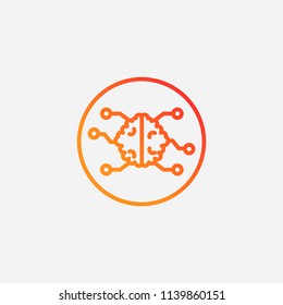 Outline artificial Intelligence icon.gradient illustration,vector brain sign symbol