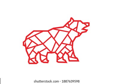 Outline artwork of a red bear which is a symbol in finance market. Mammal caniformia animal that is deadly. Editable Clip Art.