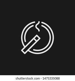 Outline ashtray vector icon. Ashtray illustration for web, mobile apps, design. Ashtray vector symbol.